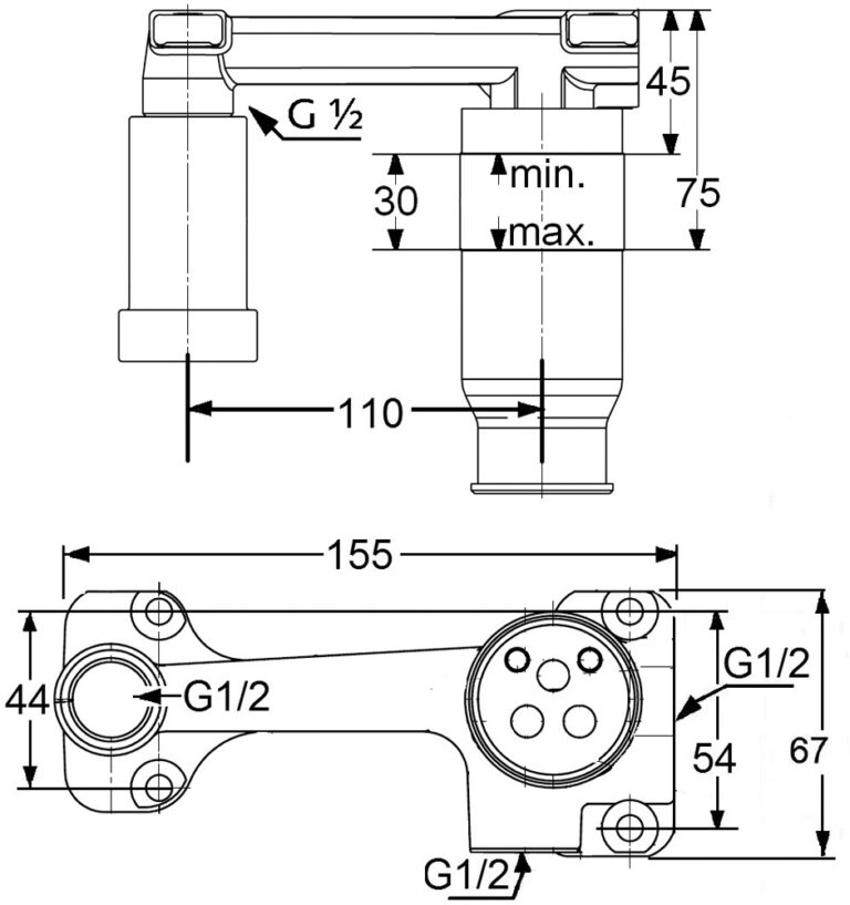 KLUDI wall mounted basin mixer for concealed 2-hole pre-installation ...